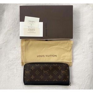 Authentic Louis Vuitton Monogram Macassar Zippy Long Wallet with Box & Dust Bag
